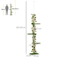 Albero Tiragraffi per Gatti a Soffitto Alto 202-242 cm Regolabile con Asta di Tensione, Verde