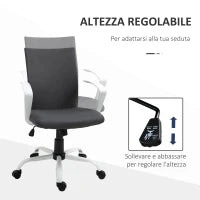 Sedia da Ufficio Ergonomica e Girevole con Altezza Regolabile, 61x61x89-99 cm, Grigio Scuro
