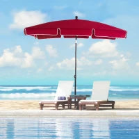 Ombrellone da Giardino Rettangolare 2x2.4 m con Inclinazione Regolabile, Rosso e Nero