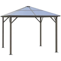 Gazebo da Giardino con Tetto in Policarbonato e Struttura in Alluminio, 3x3m, Caffè