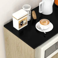 Carrello da Cucina in Truciolato con Ripiano Aperto, Armadietto a 2 Ante e Scaffale Laterale, 75x40x80.5 cm