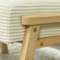 Pouf Poggiapiedi con Morbido Cuscino Seduta Gambe in Legno Pouf in Corda Bianco Crema