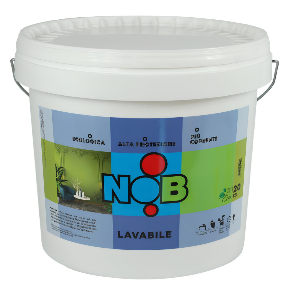 Idropittura lavabile ecologica murale acrilica interni colore bianco nob *** formato 5 kg, confezione 1