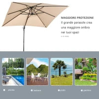 Ombrellone da Giardino 268x268x250cm a Braccio Girevole a 360° e Inclinabile su 5 Livelli, Colore Khaki