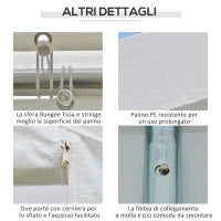 Gazebo da Giardino 6x3 m con Finestre Laterali, 3 Stanze e Porte a Cerniera, Bianco