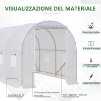Serra da Giardino a Tunnel Per Piante in PE con Tubi in Ferro, Bianco, 350x200x200cm