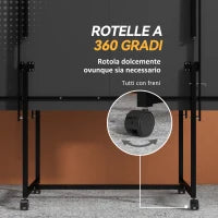 Tavolo da Ping Pong Pieghevole per Interni con Ruote Girevoli, Rete, Racchette e Palline, Blu