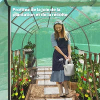 Serra a Tunnel da Giardino 3 x 2 x 2 m con Porta Avvolgibile e Grandi Finestre, in Acciaio Zincato e PE, Verde