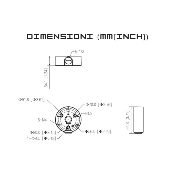Dahua pfa135 scatola di giunzione in alluminio per telecamere