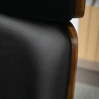 Sedia per Scrivania con Schienale in Legno e Seduta in Pelle PU Traspirante e Imbottita, 62x76.5x105 cm, Nera
