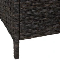 Salottino da giardino esterno Set 4 Pzi:1 Divano/2 Poltrone/1 Tavolino, Set da Giardino in Rattan,  Caffè Scuro e Bianco