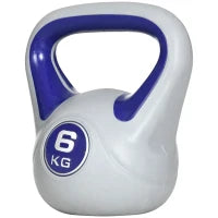 Kettlebell 6kg con Rivestimento Morbido e Base Piatta in PU e Sabbia, 20x13x22cm, Viola