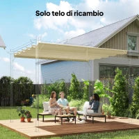 Tettuccio di Ricambio per Pergola Gazebo da Giardino da 3x4 m in Poliestere, Crema