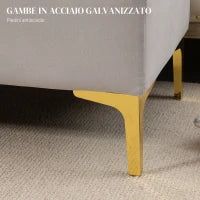 Panca Contenitore Fondo Letto con Tessuto Vellutato e Gambe Dorate, 120x44x44.5cm, Grigio Chiaro