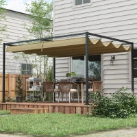 Pergola retrattile 3 x 2 m struttura metallo epossidica anticorrosione telo poliestere 180 g/m² kaki