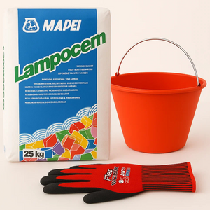 Kit ancoraggi rapidi riparazioni cemento rapido 25 kg guanti xl secchio d 36 cm