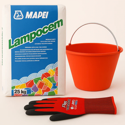 Kit ancoraggi rapidi riparazioni cemento rapido 25 kg guanti xl secchio d 36 cm