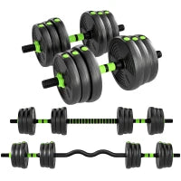 Set di pesi regolabili da 25 KG 2 in 1, Nero e Verde