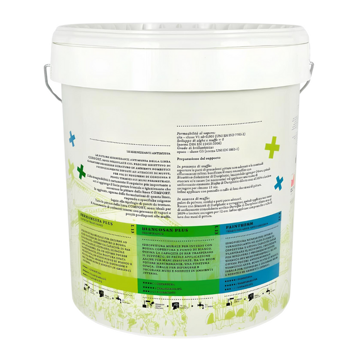 Idropittura lavabile traspirante bianca interni umidità comfort fermamuffa plus *** formato 13 lt, confezione 1