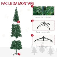 Albero di Natale Slim Artificiale 210 cm con Rami Realistici, Albero di Natale Alto e Stretto con Base Pieghevole, Verde