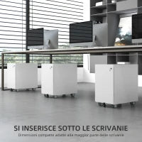 Schedario per Ufficio con 2 Cassetti, Fessura a Busta e Barra per Appendere, in Acciaio, 30x50x53.5 cm, Bianco