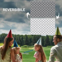 Tappeto per Esterno 182x274 cm Pieghevole e Reversibile, in Polipropilene Grigio e Bianco