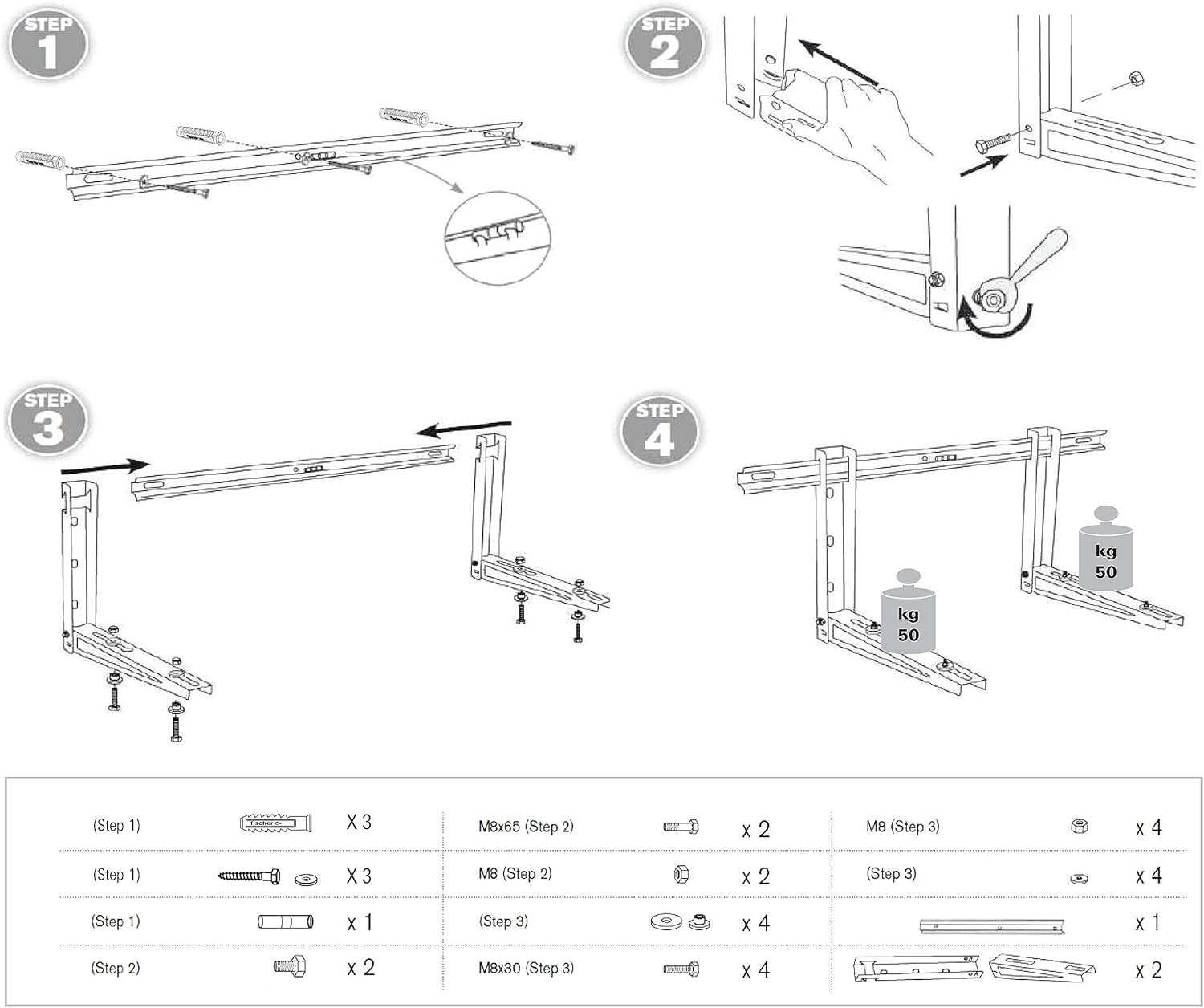 Staffe zincato climatizzatore unità  esterna klima klik 465 40x56x80 fischer