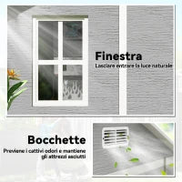 Casetta da Giardino in Resina con Pavimento, 2 Porte con Blocco, Finestra, 1.8x1.8m, Grigio