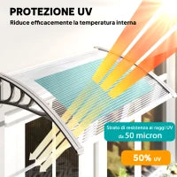 Tettoia in Policarbonato Anti-UV da Esterno per Porte e Finestre da 100x80 cm