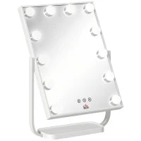 Specchio Trucco Illuminato Inclinabile con 12 Luci LED e Luminosità Regolabile, 32.8Lx11x47.4cm