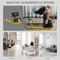 Macchina per Squat 3 in 1 Regolabile con Piedini Antiscivolo, 50x97x44.5-56.5cm, Giallo