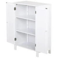 kleankin Mobiletto da Bagno Salvaspazio, Armadietto da Bagno Multiuso con Armadietto 2 Ripiani 2 Ante Maniglie in MDF 60 x 30 x 80cm Bianco