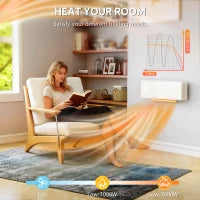 Stufa Ceramica 2000W a Parete con 3 Modalità, Temperatura Regolabile, Timer, Telecomando, Blocco Bambini, Bianco