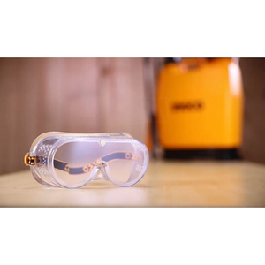 Maschera di protezione antiappannamento lenti con telaio in pvc leggero e flessibile.