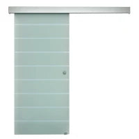 Porta Scorrevole Interna in Vetro Smerigliato e Satinato con Binario B1 e Maniglia per Bagno Cucina Studio Vetro 205x 90x 0,8cm