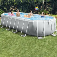 26798NP - Piscina Prisma Ovale 610X305X122 Cm Con Pompa Filtro, Scaletta Doppia, Telo Base, Copertura