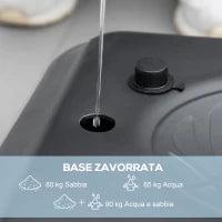 Canestro Basket ad Altezza Regolabile per Giardino e Piscina con Base Riempibile, 110x75x195-370 cm, Nero