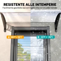 Tettoia per Esterni Curva con Viti e Bulloni Inclusi, in Policarbonato, PP e Alluminio, 122x89x24 cm