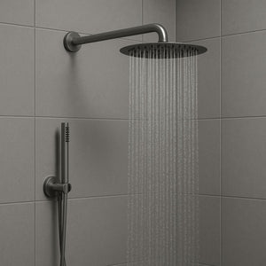 Set per doccia soffione tondo in acciaio inox 250 millimetri canna di fucile *** finitura- canna di fucile, confezione 1