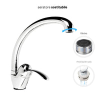 Miscelatore monoforo ottone per lavello cucina dublino erogazione orientabile *** confezione 1