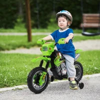 Moto Elettrica per Bambini 3 anni e Più, Moto Cross Elettrica con Rotelle, Batteria 6V Velocità 2.5km/h, 102 x 53 x 66cm, Verde