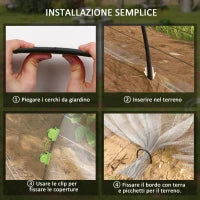 Telo di Copertura Piante a Rete con Archetti Flessibili e Clip di Fissaggio, Bianco