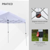 Gazebo Pieghevole 6x3m, Richiudibile e Pop up da Giardino in Acciaio e Tessuto Bianco, per Eventi o Campeggio con Borsa da Viaggio