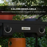 Fornello a Gas da Campeggio con 2 Bruciatori 150,000 BTU in Metallo con Gambe Rimovibili, Nero