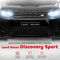 Macchina Elettrica per Bambini a Licenza Land Rover con Fari, Clacson e Cintura,106x65.5x51 cm, Nero