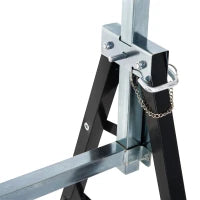 Set 2 Cavalletti da Lavoro Pieghevoli Portata 200 kg, Altezza Regolabili 80-130 cm, Cavalletti Telescopici Salvaspazio in Acciaio per Fai da Te, Garage e Giardino, Nero