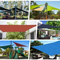 Tenda a Vela Parasole Rettangolare 4 x 6m, Tenda da Sole Protezione Raggi UV in HDPE 185g/㎡, Crema