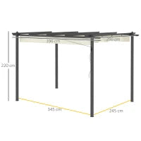 Pergola Gazebo da Giardino 3.96x2.96m con Tettuccio Retrattile e Struttura in Alluminio