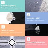 Scarpiera Salvaspazio Modulare da Ingresso in Plastica, 95x37x160cm, Bianco e Nero