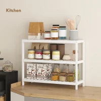 Scaffale Scarpiera in bambù a 3 Livelli per 9 Paia di Scarpe, Finitura laccata, 70x26x55cm, Bianco